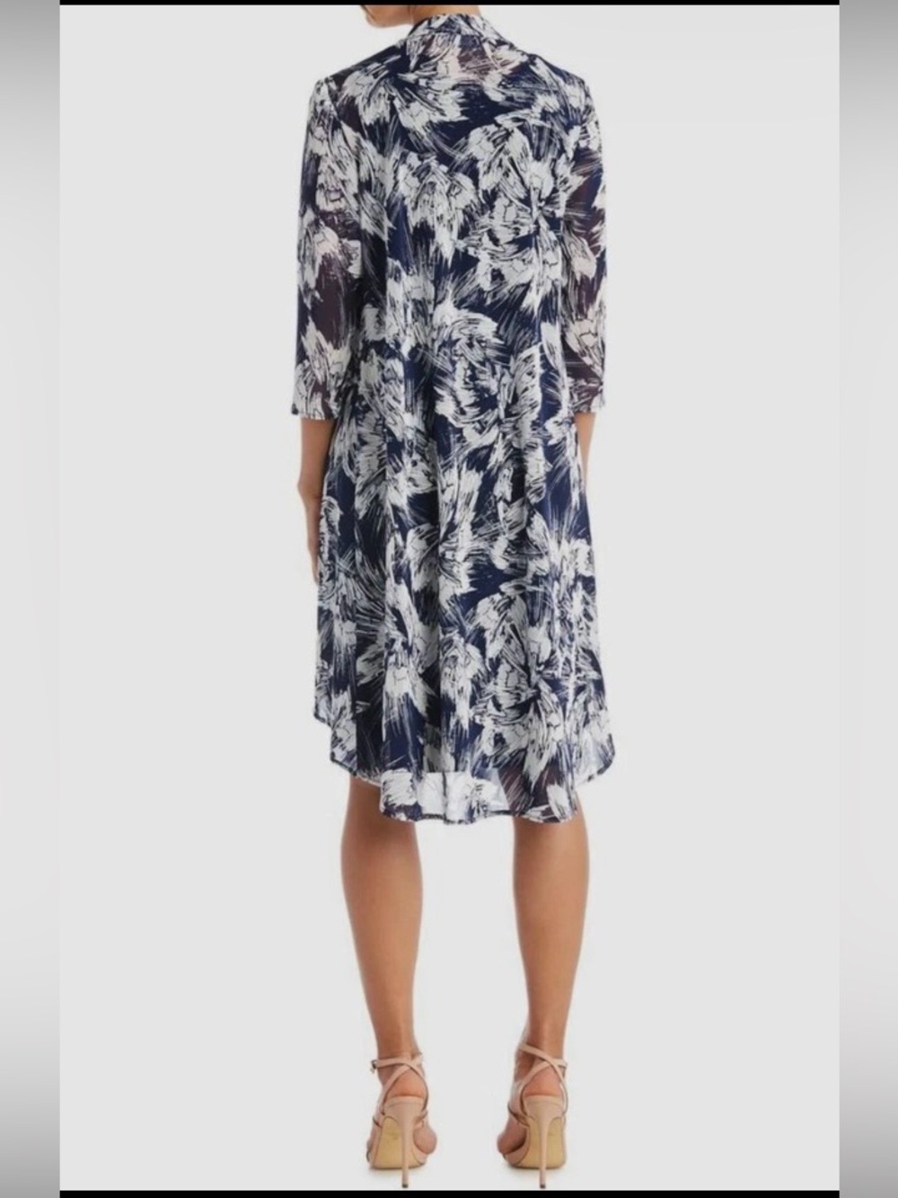 R&M Richards Navy and White Floral Overlay Dress Set, NWT - Picture 3 of 9